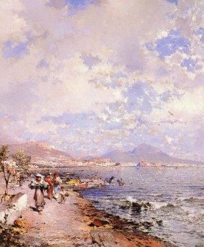  Richard Obras - Paisaje belga de la bahía de Nápoles Franz Richard Unterberger